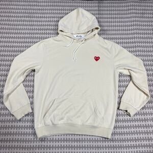 Comme Des Garcons Heart Patch Hoodie T-Shirt IVORY FW24 Womens Sz 2XL